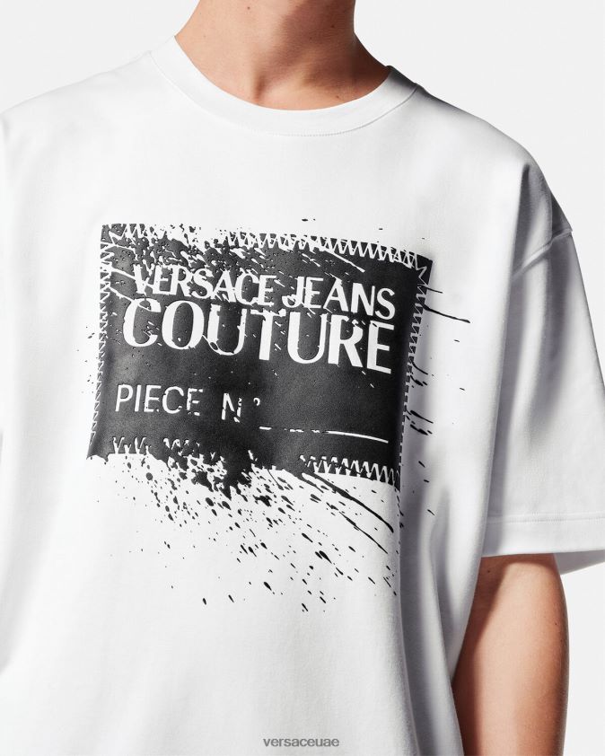رجال تي شيرت بشعار رقم القطعة Versace أبيض 0FVD2J2392 ملابس