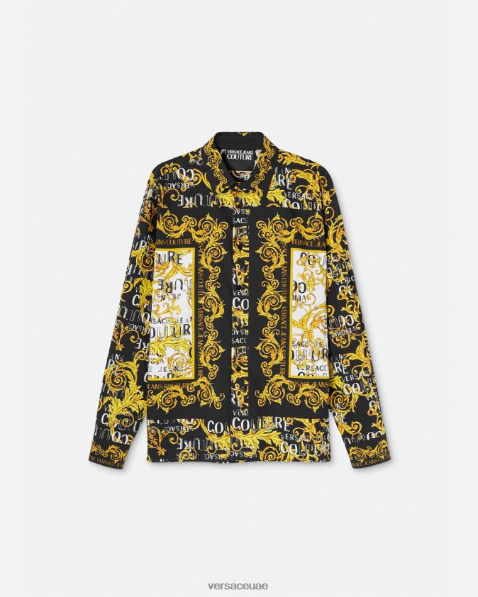 رجال قميص كوتور الشعار Versace الذهب الأسود 0FVD2J2393 ملابس