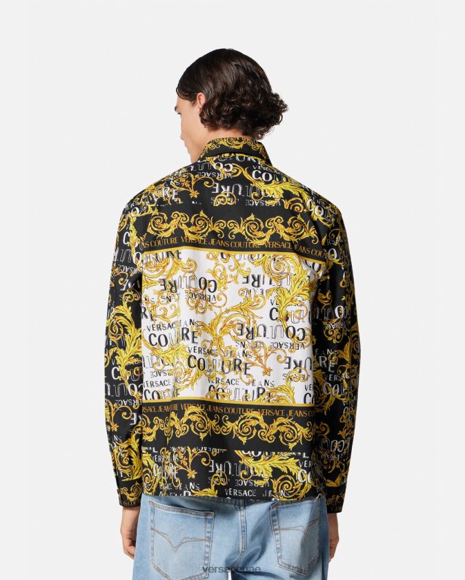 رجال قميص كوتور الشعار Versace الذهب الأسود 0FVD2J2393 ملابس