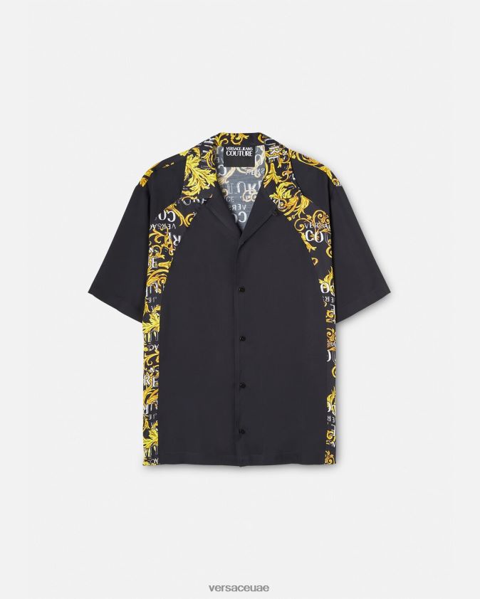 رجال قميص كوتور الشعار Versace الذهب الأسود 0FVD2J2395 ملابس