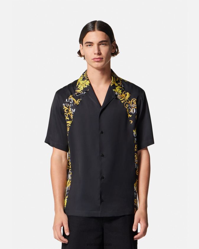 رجال قميص كوتور الشعار Versace الذهب الأسود 0FVD2J2395 ملابس