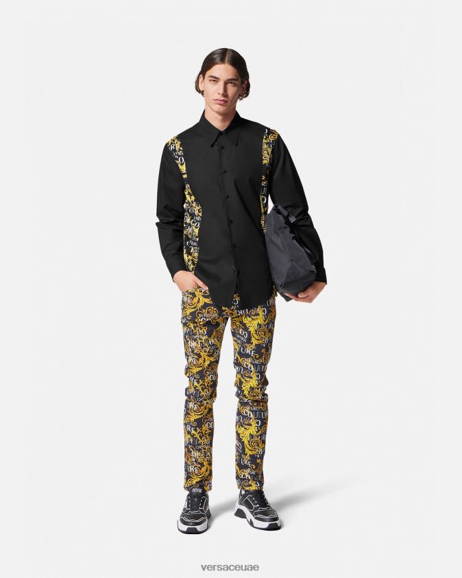 رجال قميص كوتور الشعار Versace أسود 0FVD2J2397 ملابس