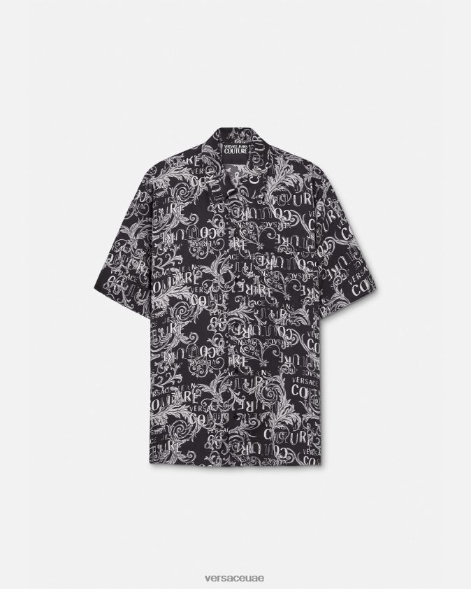 رجال قميص كوتور الشعار Versace أسود وطباعة 0FVD2J2398 ملابس