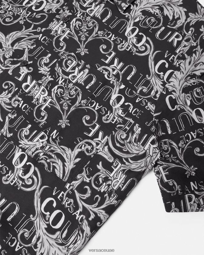 رجال قميص كوتور الشعار Versace أسود وطباعة 0FVD2J2398 ملابس