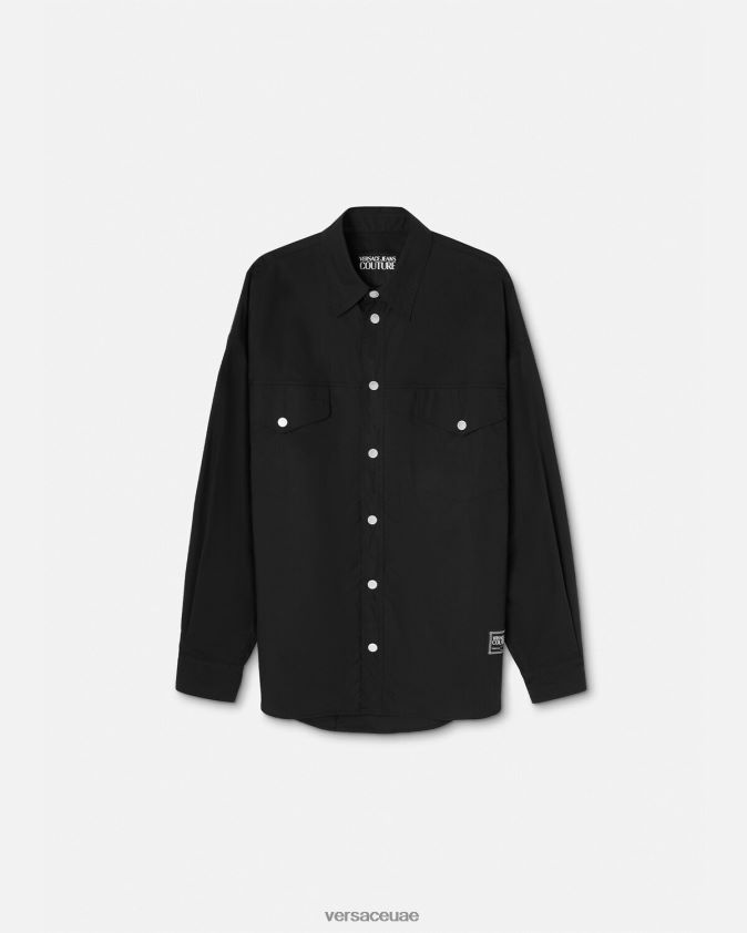 رجال قميص بشعار رقم القطعة Versace أسود 0FVD2J2401 ملابس