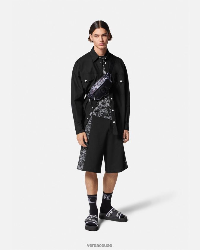 رجال قميص بشعار رقم القطعة Versace أسود 0FVD2J2401 ملابس