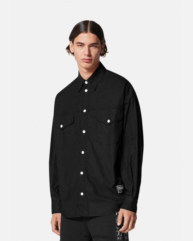 رجال قميص بشعار رقم القطعة Versace أسود 0FVD2J2401 ملابس
