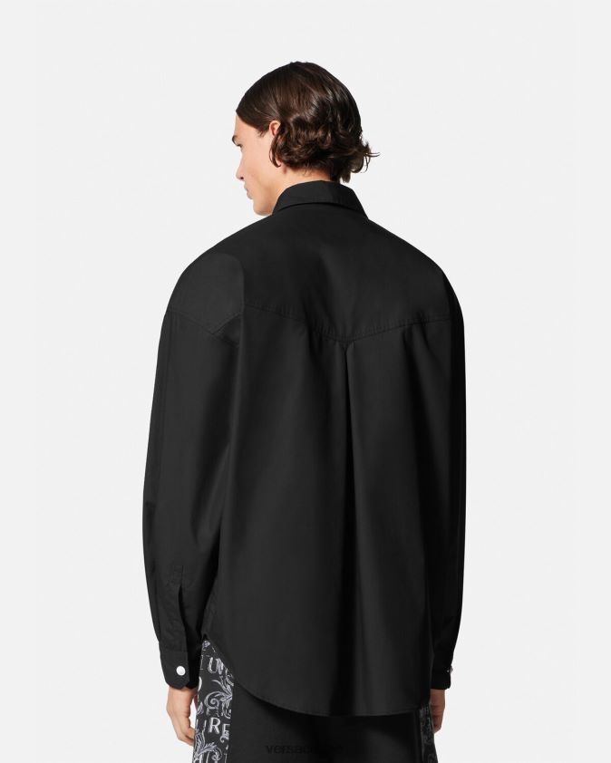 رجال قميص بشعار رقم القطعة Versace أسود 0FVD2J2401 ملابس