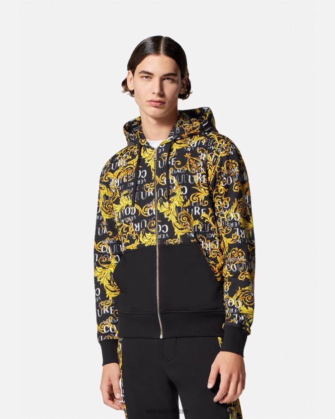 رجال هوديي بسحاب وشعار الماركة Versace الذهب الأسود 0FVD2J2403 ملابس