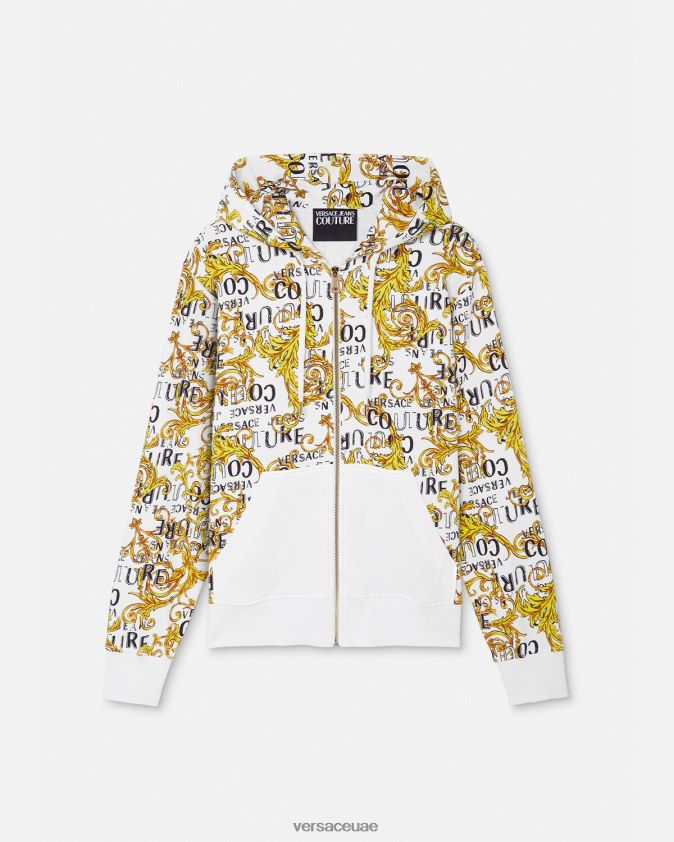 رجال هوديي بسحاب وشعار الماركة Versace الذهب والأبيض 0FVD2J2404 ملابس