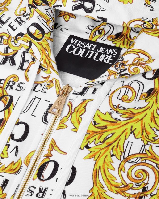 رجال هوديي بسحاب وشعار الماركة Versace الذهب والأبيض 0FVD2J2404 ملابس