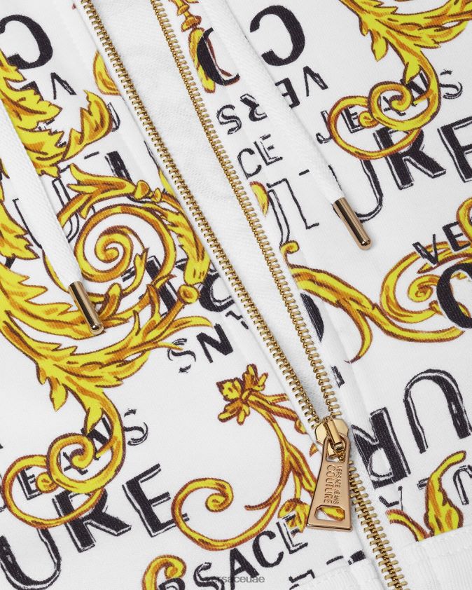 رجال هوديي بسحاب وشعار الماركة Versace الذهب والأبيض 0FVD2J2404 ملابس
