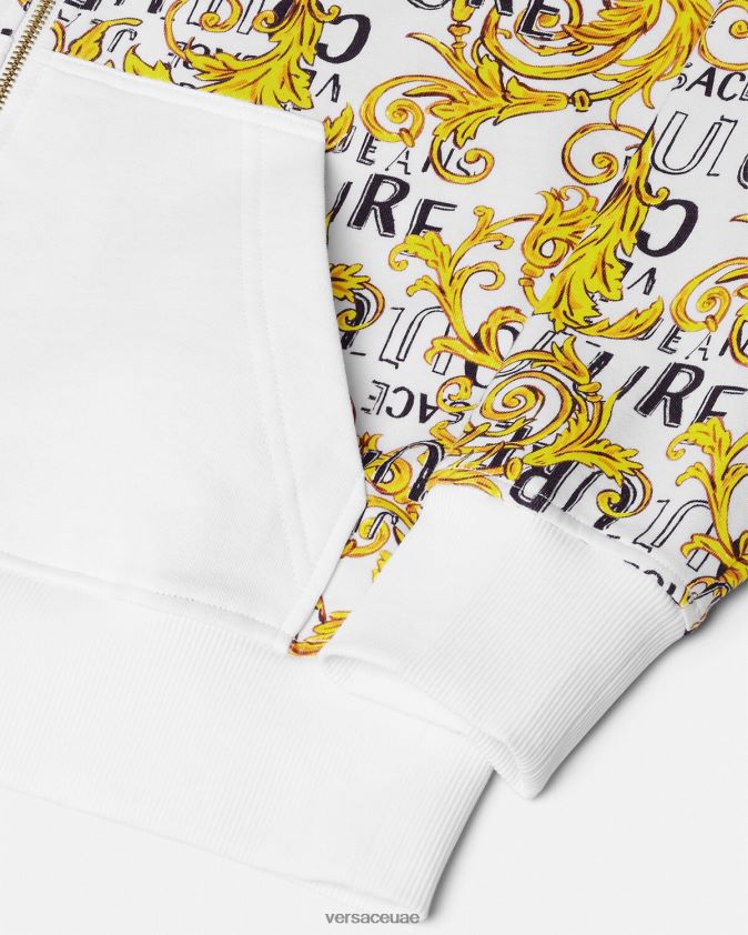 رجال هوديي بسحاب وشعار الماركة Versace الذهب والأبيض 0FVD2J2404 ملابس