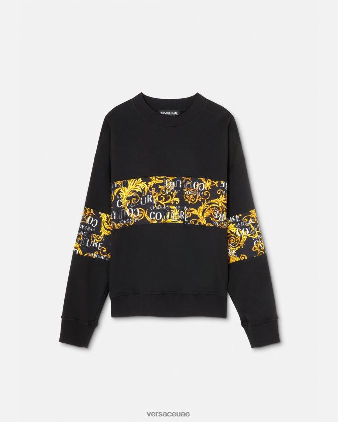 رجال سويت شيرت بشعار الماركة Versace الذهب الأسود 0FVD2J2407 ملابس