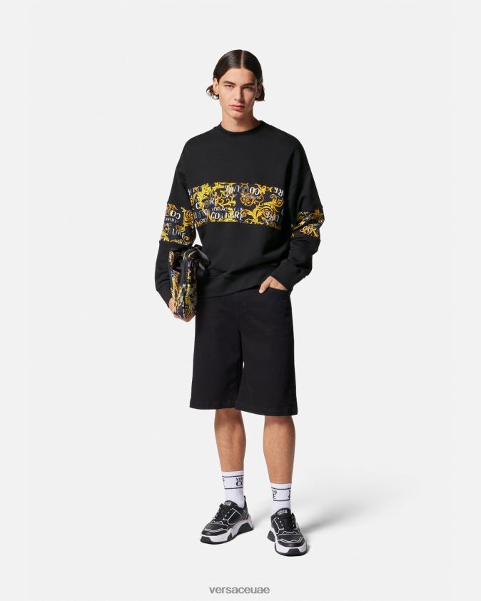 رجال سويت شيرت بشعار الماركة Versace الذهب الأسود 0FVD2J2407 ملابس
