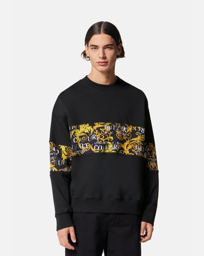 رجال سويت شيرت بشعار الماركة Versace الذهب الأسود 0FVD2J2407 ملابس