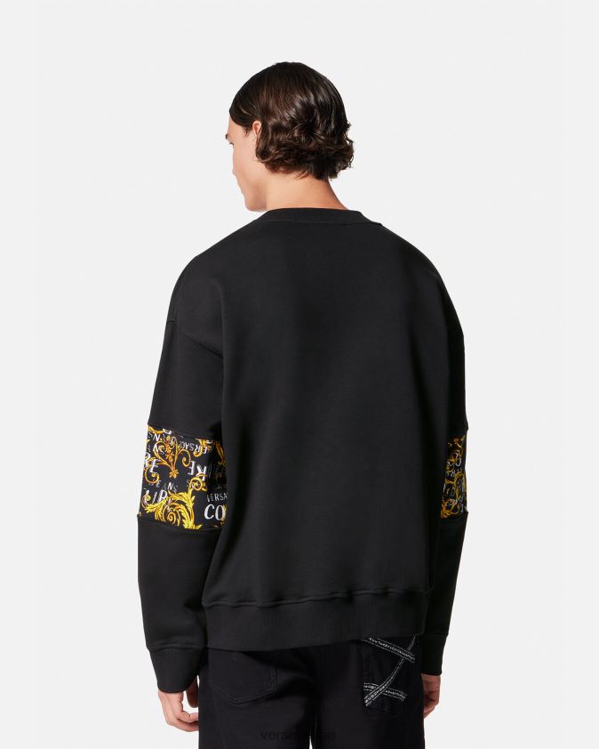 رجال سويت شيرت بشعار الماركة Versace الذهب الأسود 0FVD2J2407 ملابس