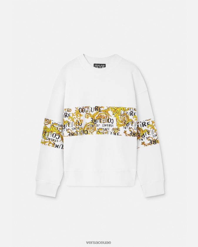 رجال سويت شيرت بشعار الماركة Versace الذهب والأبيض 0FVD2J2408 ملابس