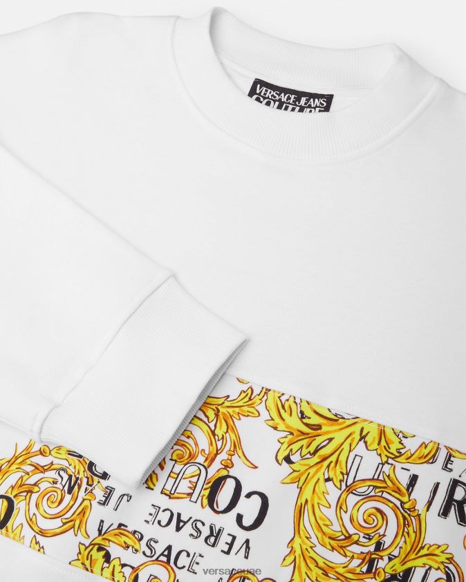 رجال سويت شيرت بشعار الماركة Versace الذهب والأبيض 0FVD2J2408 ملابس