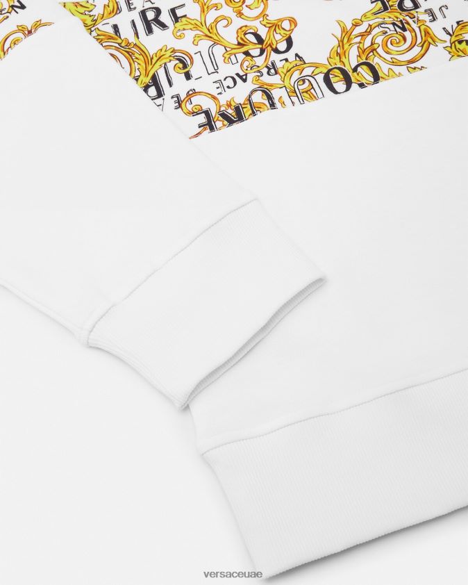 رجال سويت شيرت بشعار الماركة Versace الذهب والأبيض 0FVD2J2408 ملابس