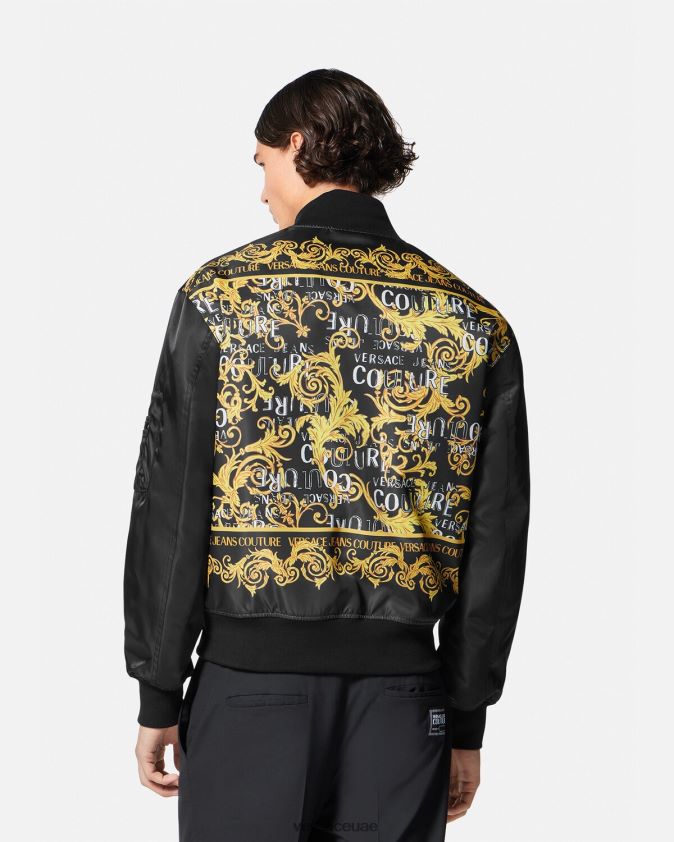 رجال سترة بومبر بشعار الماركة Versace الذهب الأسود 0FVD2J2417 ملابس