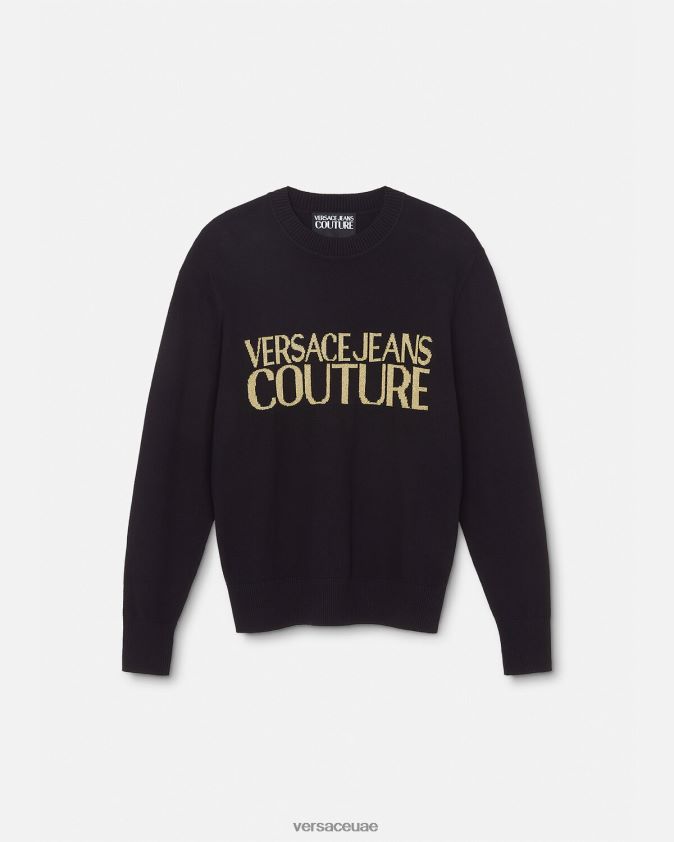 رجال سترة متماسكة الشعار Versace أسود وطباعة 0FVD2J2421 ملابس