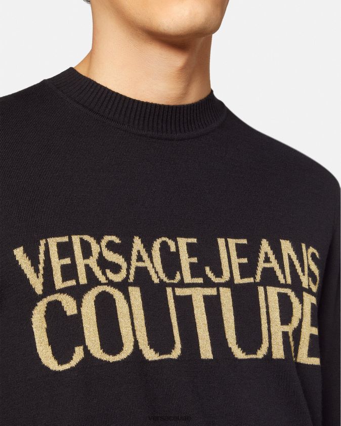 رجال سترة متماسكة الشعار Versace أسود وطباعة 0FVD2J2421 ملابس