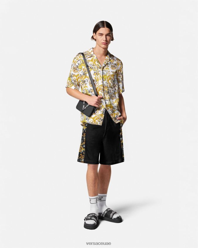 رجال شورت عرق بشعار الماركة Versace الذهب الأسود 0FVD2J2422 ملابس