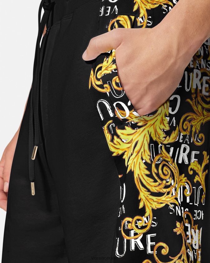رجال شورت عرق بشعار الماركة Versace الذهب الأسود 0FVD2J2422 ملابس