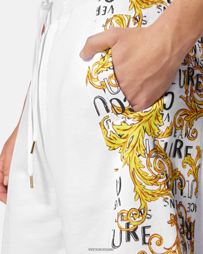 رجال شورت عرق بشعار الماركة Versace الذهب والأبيض 0FVD2J2424 ملابس