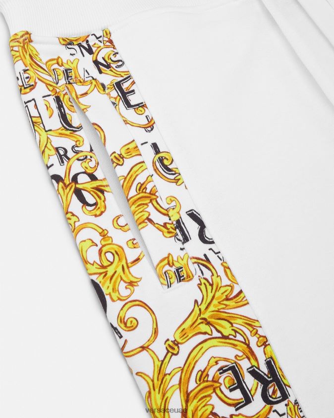 رجال بنطال رياضي بشعار الماركة Versace الذهب والأبيض 0FVD2J2425 ملابس