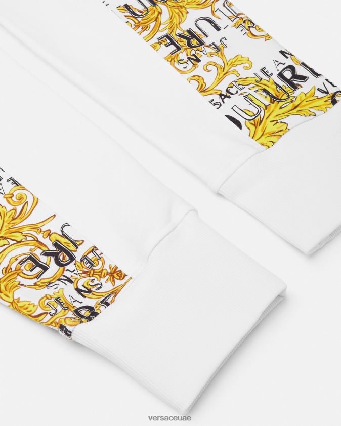رجال بنطال رياضي بشعار الماركة Versace الذهب والأبيض 0FVD2J2425 ملابس