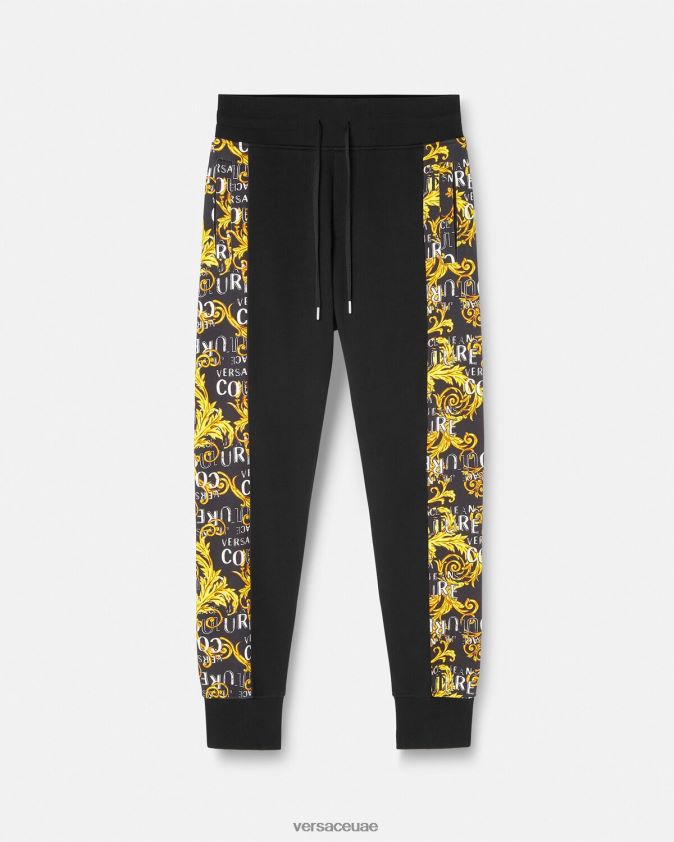 رجال بنطال رياضي بشعار الماركة Versace الذهب الأسود 0FVD2J2427 ملابس