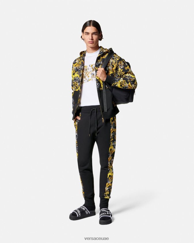 رجال بنطال رياضي بشعار الماركة Versace الذهب الأسود 0FVD2J2427 ملابس