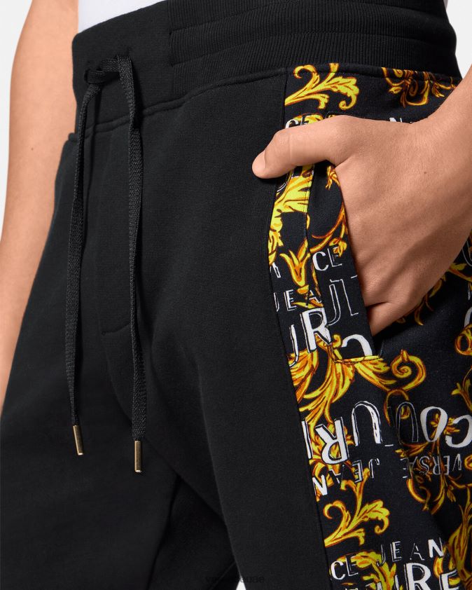 رجال بنطال رياضي بشعار الماركة Versace الذهب الأسود 0FVD2J2427 ملابس
