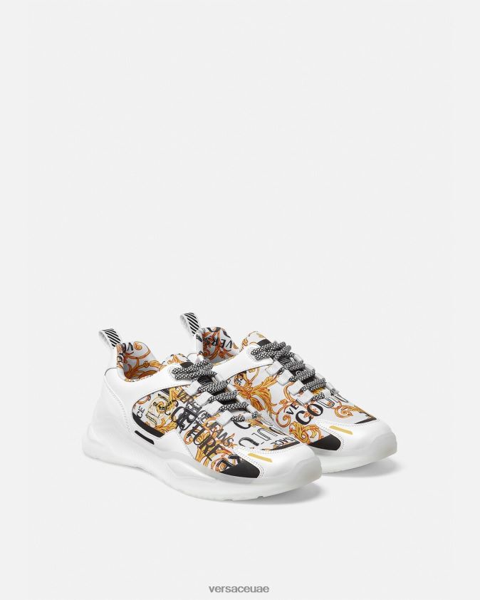 رجال حذاء رياضي بشعار ليفيون Versace الذهب والأبيض 0FVD2J2456 حذاء