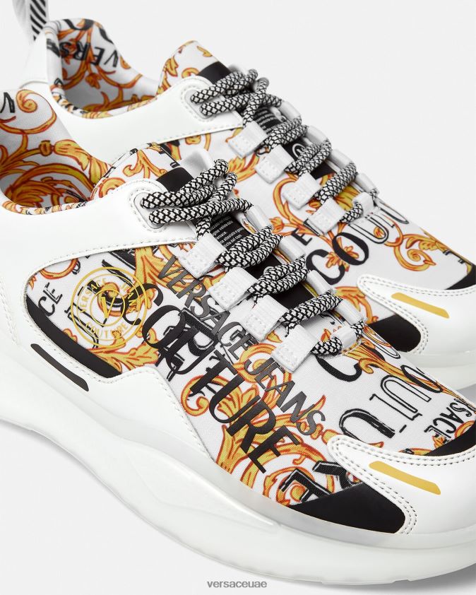 رجال حذاء رياضي بشعار ليفيون Versace الذهب والأبيض 0FVD2J2456 حذاء