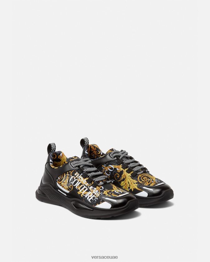 رجال حذاء رياضي بشعار ليفيون Versace الذهب الأسود 0FVD2J2457 حذاء
