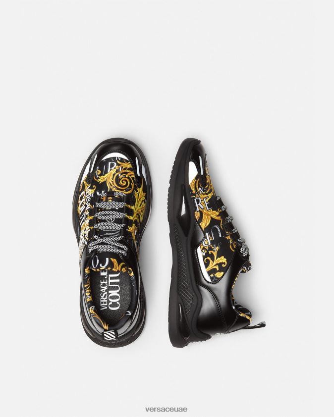 رجال حذاء رياضي بشعار ليفيون Versace الذهب الأسود 0FVD2J2457 حذاء