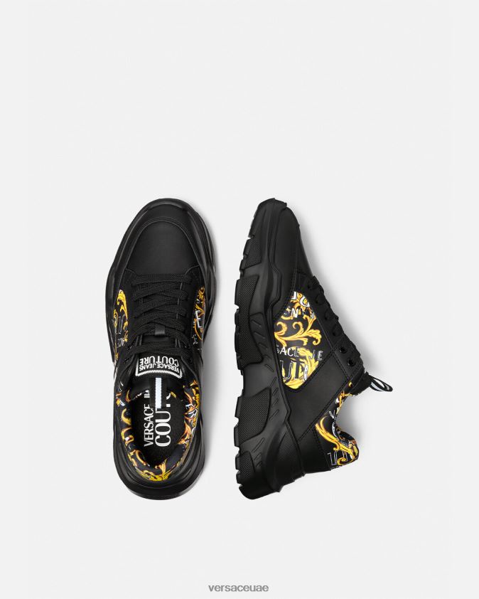 رجال حذاء رياضي بشعار سبيد تراك Versace الذهب الأسود 0FVD2J2460 حذاء