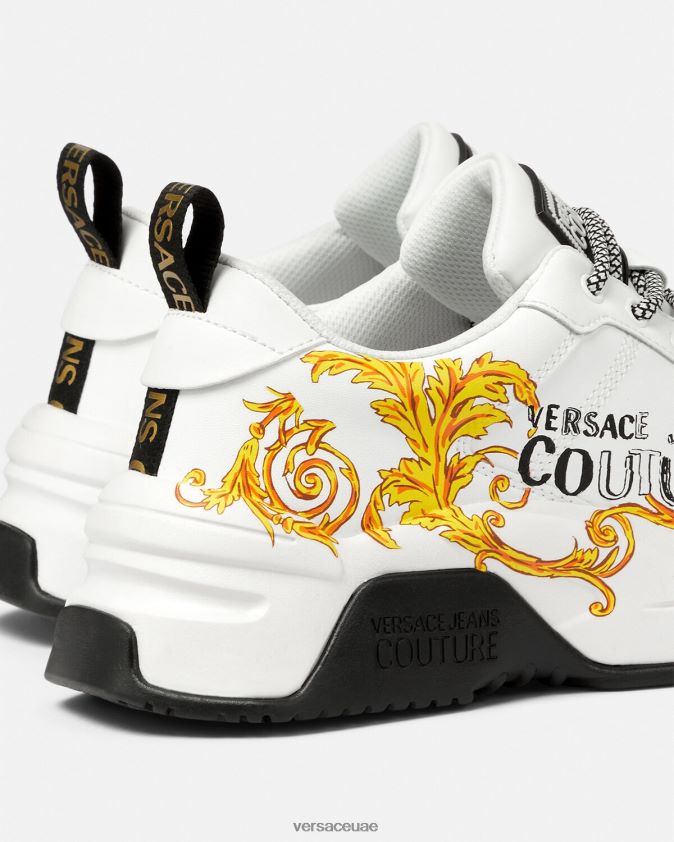 رجال حذاء رياضي بشعار ستارجاز Versace الذهب والأبيض 0FVD2J2461 حذاء