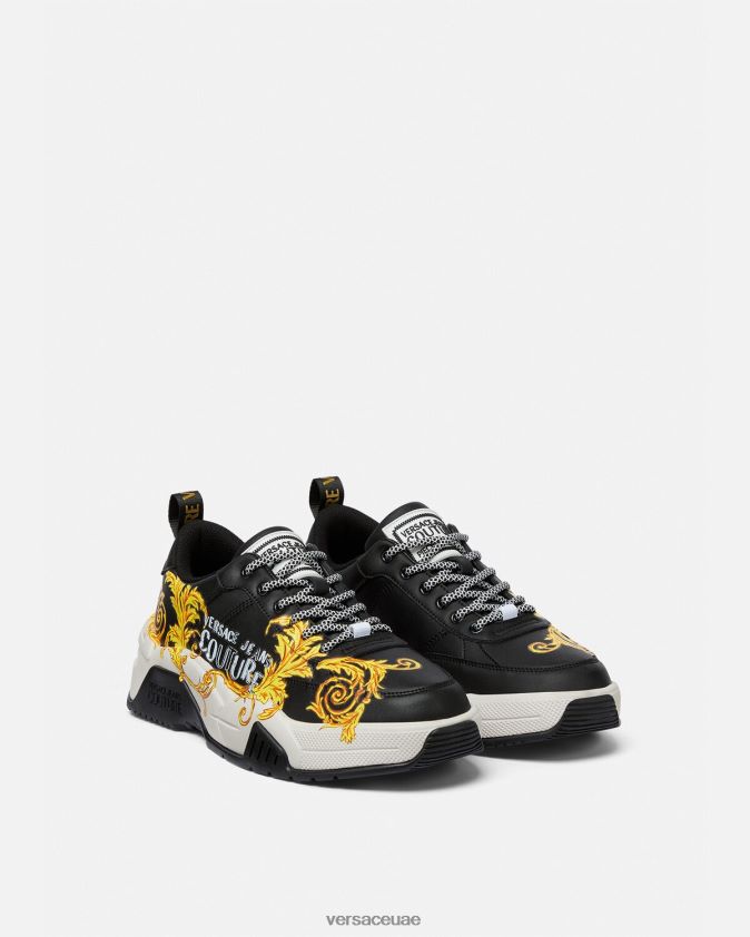 رجال حذاء رياضي بشعار ستارجاز Versace الذهب الأسود 0FVD2J2462 حذاء