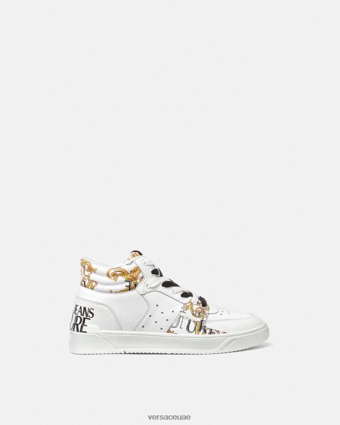 رجال حذاء رياضي بشعار ستارلايت Versace الذهب والأبيض 0FVD2J2463 حذاء