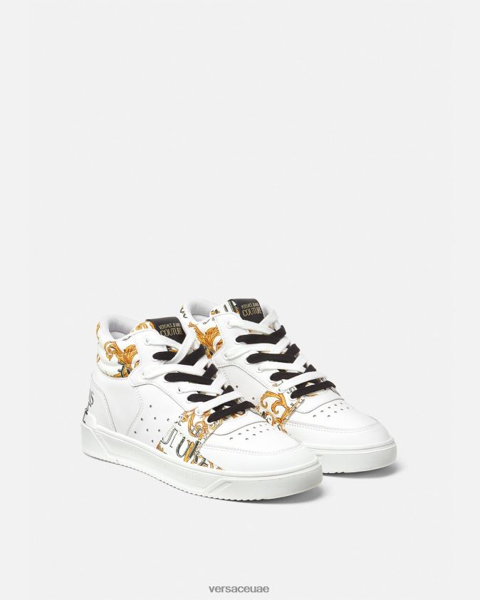 رجال حذاء رياضي بشعار ستارلايت Versace الذهب والأبيض 0FVD2J2463 حذاء