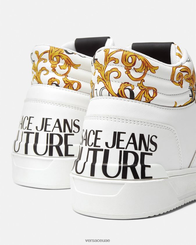 رجال حذاء رياضي بشعار ستارلايت Versace الذهب والأبيض 0FVD2J2463 حذاء