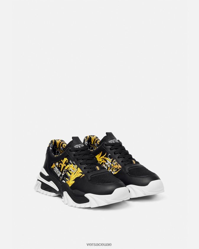 رجال حذاء رياضي بشعار تريل تريك Versace الذهب الأسود 0FVD2J2466 حذاء