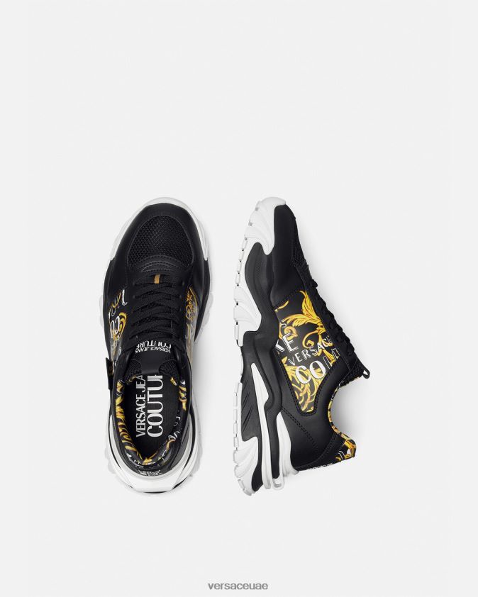 رجال حذاء رياضي بشعار تريل تريك Versace الذهب الأسود 0FVD2J2466 حذاء