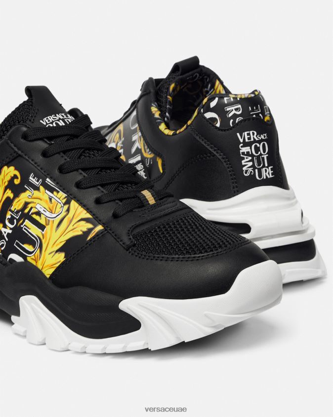 رجال حذاء رياضي بشعار تريل تريك Versace الذهب الأسود 0FVD2J2466 حذاء