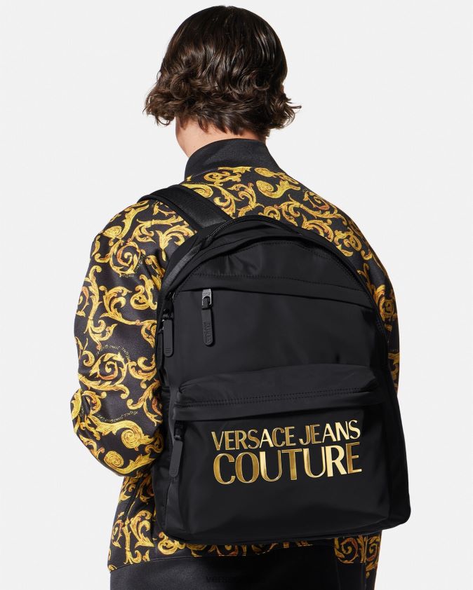 رجال حقيبة ظهر بشعار الماركة Versace الذهب الأسود 0FVD2J2492 مُكَمِّلات