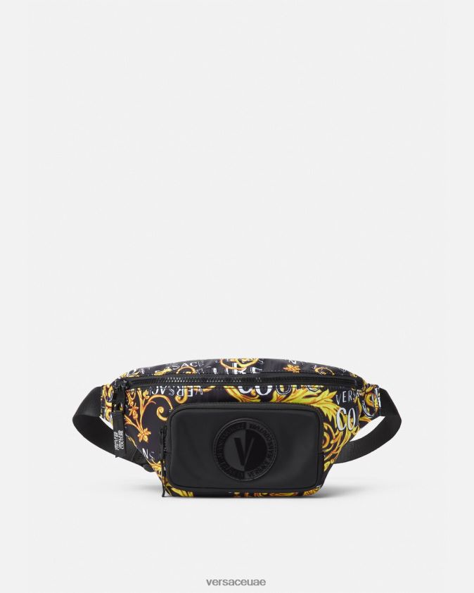 رجال حقيبة وسط بشعار الماركة Versace الذهب الأسود 0FVD2J2495 أكياس
